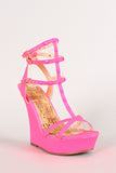 Liliana Neon Studded Open Toe Wedge