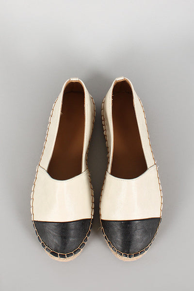 Dollhouse Two-Tone Leatherette Espadrille Skimmer Loafer Flat