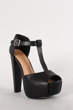 Breckelle Peep Toe T-Strap Platform Heel