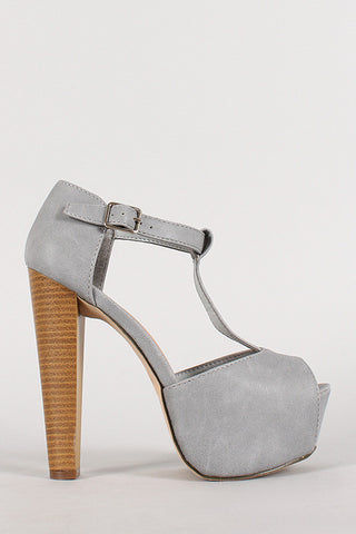 Breckelle Peep Toe T-Strap Platform Heel