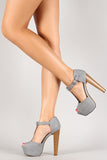 Breckelle Peep Toe T-Strap Platform Heel