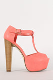 Breckelle Peep Toe T-Strap Platform Heel