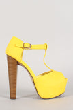 Breckelle Peep Toe T-Strap Platform Heel