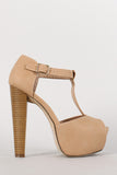 Breckelle Peep Toe T-Strap Platform Heel