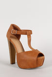 Breckelle Peep Toe T-Strap Platform Heel