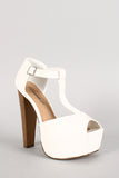 Breckelle Peep Toe T-Strap Platform Heel