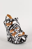 Dollhouse Two Tone Strappy Open Toe Platform Wedge