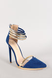 Liliana Faux Suede Pointy Toe Strappy Heels