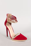 Liliana Faux Suede Pointy Toe Strappy Heels