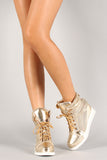 Metallic Leatherette Mesh Wedge Sneaker
