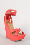 Breckelle Wrap Around Strap Open Toe Platform Wedge