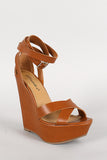 Breckelle Wrap Around Strap Open Toe Platform Wedge