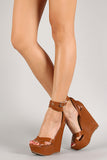 Breckelle Wrap Around Strap Open Toe Platform Wedge