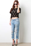 Destroyed Front Cropped Boyfriend Jeans
