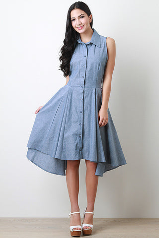 Sleeveless Chambray Shirt Dress