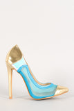 Multicolor Metallic Mesh Snake Pointy Toe Stiletto Pump