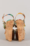Bamboo Watercolor Knotted Embellished Cork Platform Wedge