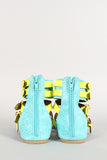 Wild Diva Lounge Neon Buckle Strappy Gladiator Flat Sandal