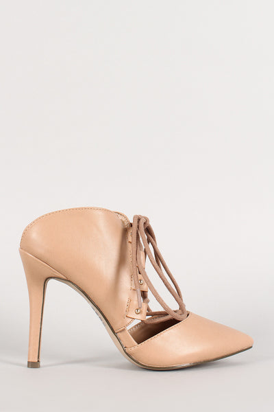 Breckelle Lace Up Mule Pointy Toe Pump