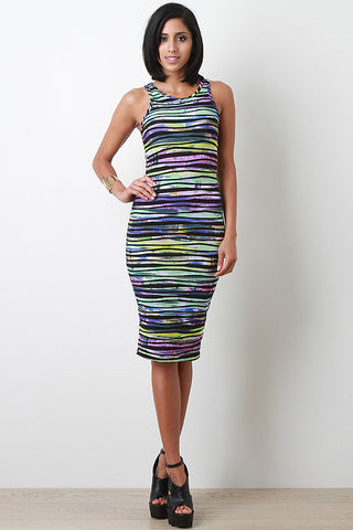 Nylon Striped Bodycon Dress