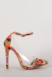 Liliana Paisley Lucite Ankle Strap Pointy Toe Pump