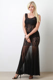 Lace and Mesh Mermaid Maxi Dress