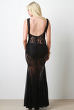 Lace and Mesh Mermaid Maxi Dress