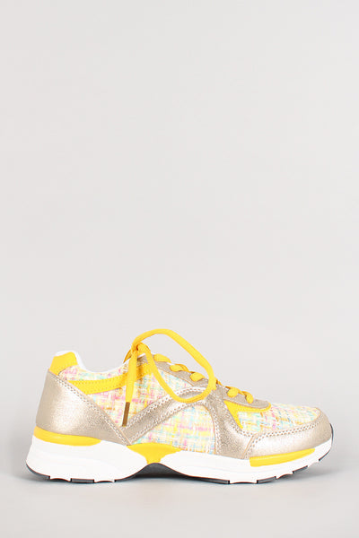 Misbehave Metallic Round Toe Lace Up Sneaker