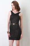 Textured Belted Bodycon Dress