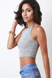 Ribbed Knit Halter Crop Top