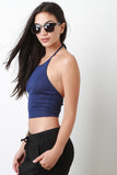 Ribbed Knit Halter Crop Top