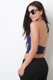 Ribbed Knit Halter Crop Top