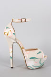 Liliana Floral Ankle Strap Stiletto Platform Pump