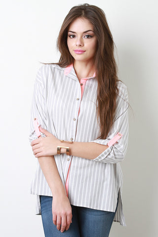 Neon Accent Button-Up Top