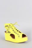 Qupid Neon Laser Cutout Platform Wedge