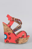 Batik Criss Cross Platform Wedge