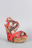 Batik Criss Cross Platform Wedge