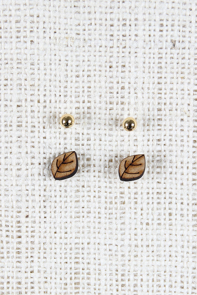 Leaf and Stud Earrings