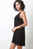 Fringe Neckline Sleeveless Dress