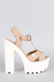 Soda Patent T-Strap Lug Sole Platform Heel