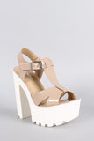 Soda Patent T-Strap Lug Sole Platform Heel