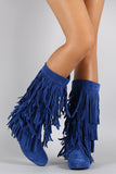 Mid Calf Suede Fringe Boot