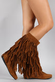 Mid Calf Suede Fringe Boot