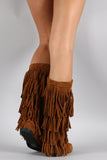 Mid Calf Suede Fringe Boot