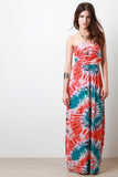 Tie Dye Strapless Maxi Dress