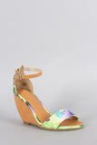 Floral Print Ankle strap Wedge