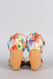 Floral Print Ankle strap Wedge