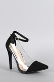 Liliana Nubuck Lucite Pointy Toe Stiletto Pump