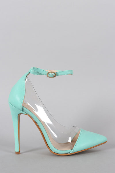 Liliana Nubuck Lucite Pointy Toe Stiletto Pump