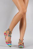 Liliana Rainbow Striped Studded Caged Pointy Toe Ballet Flat